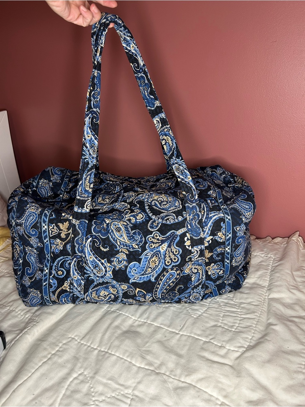 Vera Bradley Navy Windsor Plaid and  Paisley Quilted Duffel bag